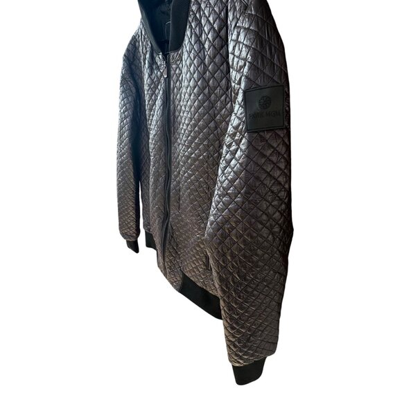 Maceoo Mens Size XL Park MGM Quilted Bomber Jacket Black Zip Closure Pockets - Picture 9 of 10